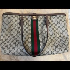 Gucci Ophidia GG medium Tote, beige/ebony.